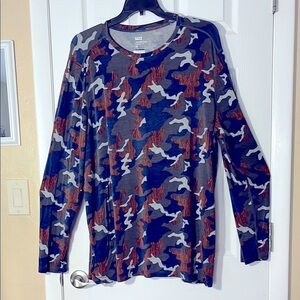 Saxx NWOT long sleeve sleepwalker shirt modal cotton navy wood grain camo XXL